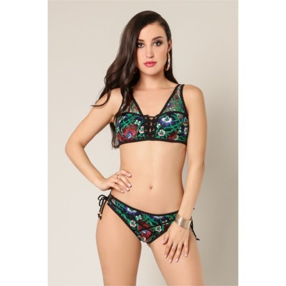 NWT WOW Couture Multi Colored Bikini Set - Picture 3 of 4